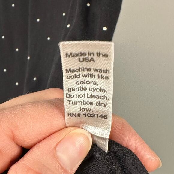 Michael Stars Black V Neck Embellished Cotton Blend Top Women's OS - Picture 5 of 5